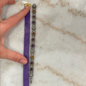 Silver Bracelet with Multicolor Gemstones